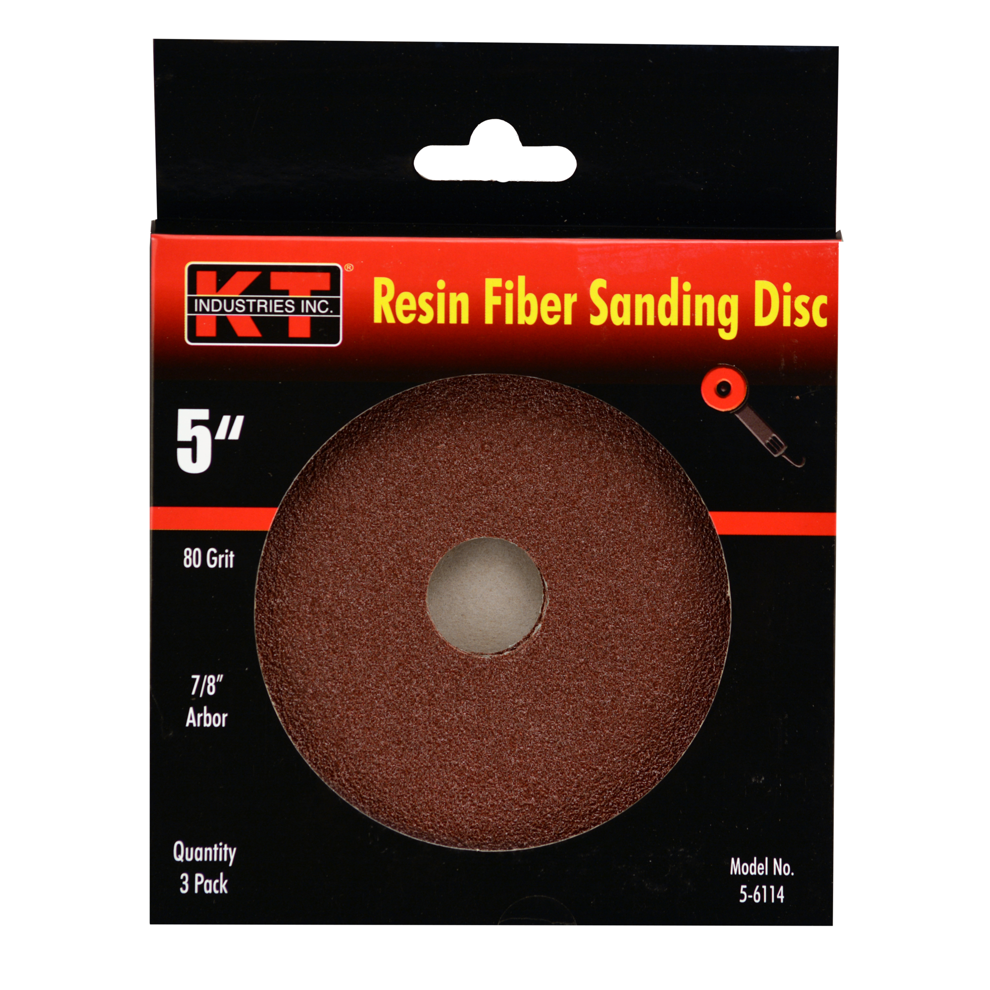K-T Industries Sanding Discs — 5in., 80 Grit, 3 Pk., Model# 5-6114